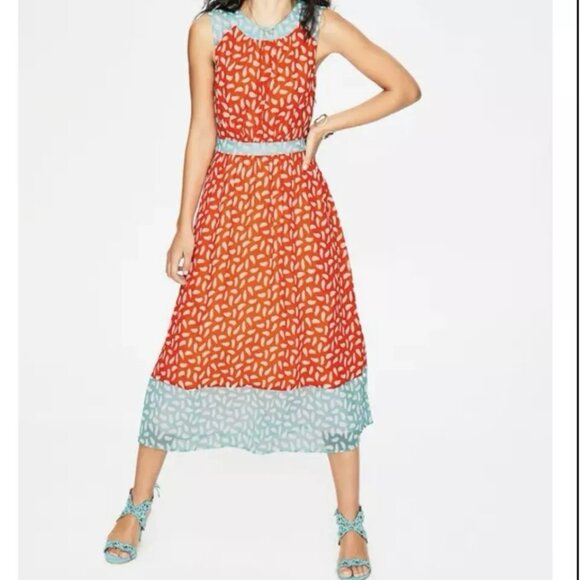 Boden Dresses & Skirts - NWT Boden Sylvie Brush Stroke Midi Dress Sz 12 Lined Zipper Flowy Chiffon